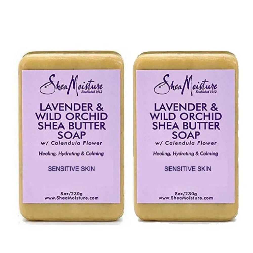 2 Shea Moisture Lavender & Wild Orchid Shea Butter Soaps W/ Calendula Flower